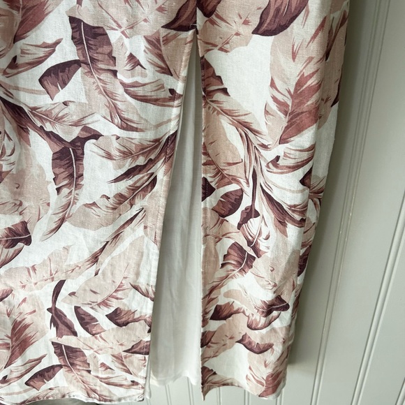 House of Harlow 1960 Small Linen Blend Mauve Palm Leaf Cream Midi Dress - Picture 4 of 6